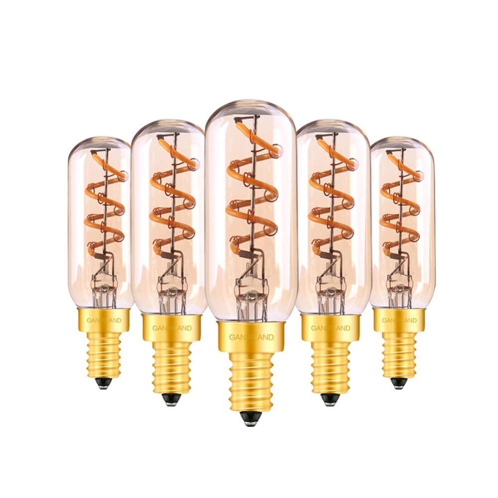 LED Retro Edison Filament Bulb T25 Tubular Retro Lamp 3W 2200K Spiral LED Filament Bulb E14 Chandelier Lighting Edison Screw Retro Lamp,8pcs