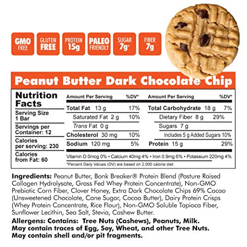 image for Peanut Butter & Dark Chocolate Chip Premium Protein Bar by Bonk Breake