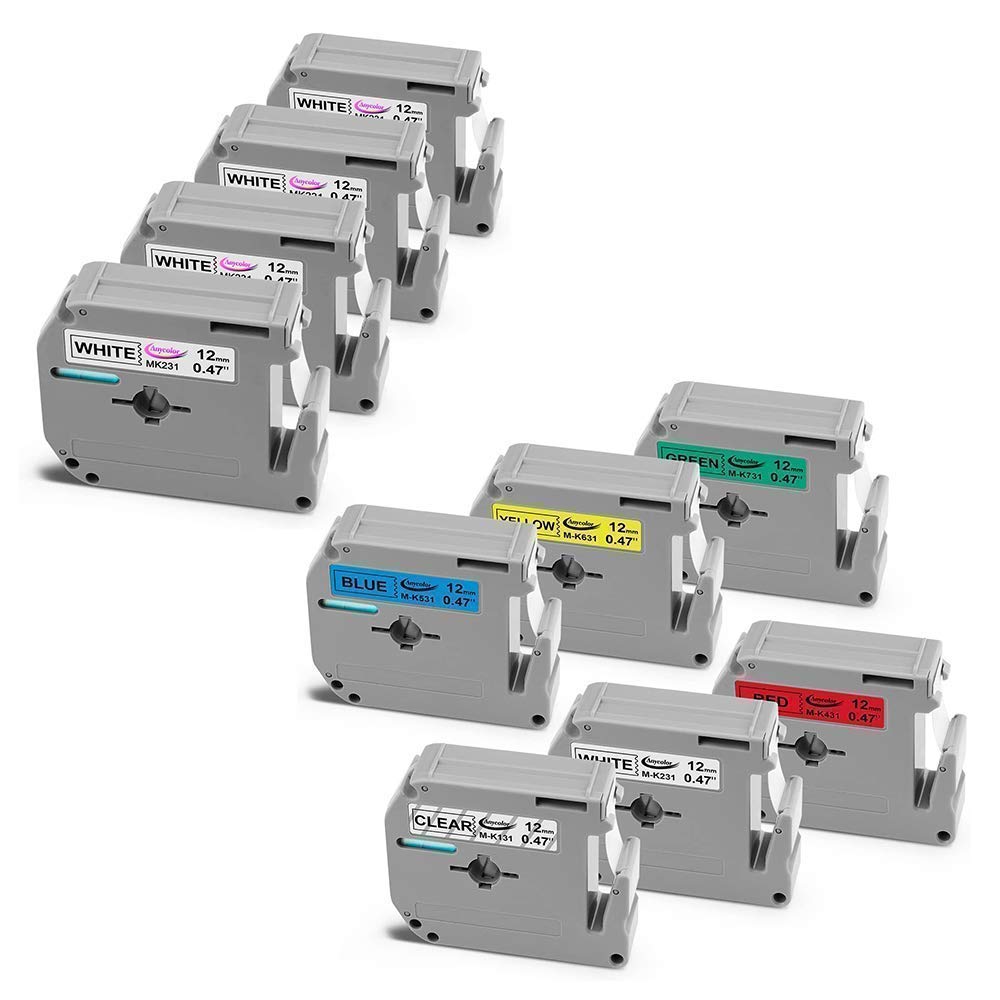 5 White+1 Clear+4 Multicolor Compatible Label Tape Replacement for Brother P-Touch Label M Tape 12mm 0.47 Inch M131 M231 M431 M531 M631 M731 for Ptouch PT-M95 PT-90 PT70 PT-65 PT85, 4+6 Pack