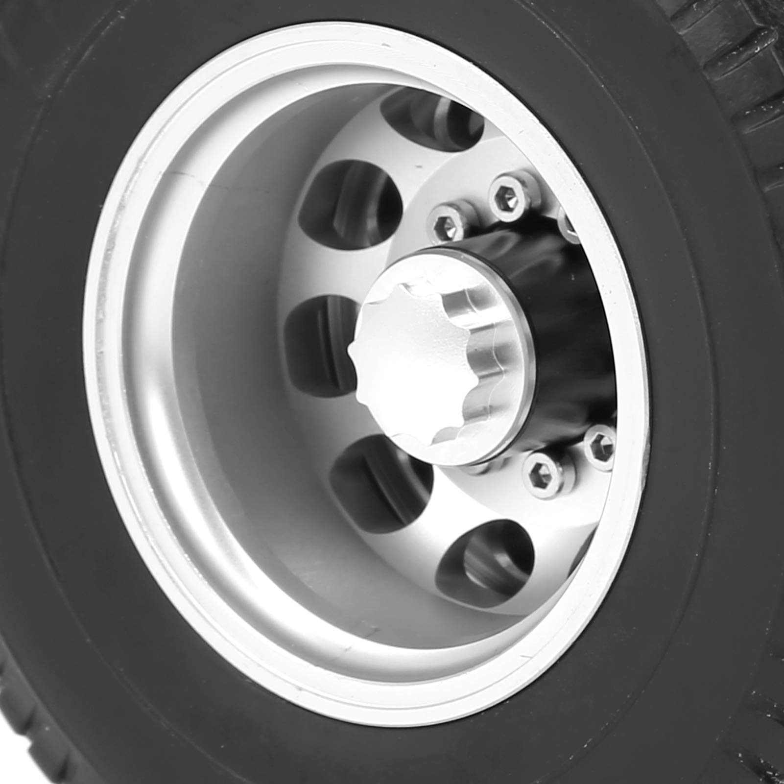 CHICIRIS Opona na tylną oś Przyczepy RC, Gumowa Piasta Koła 85 Mm do 1/14 | Koło ze Stopu Aluminium, Odporna na Zużycie Guma, Napęd Sześciokątny 12 Mm, do Samodzielnej Modyfikacji Przyczepy