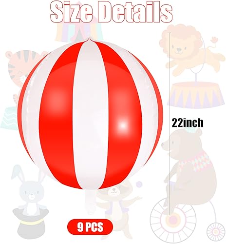 Miniatura 2 de Paquete de 9 globos de circo, decoraciones de carnaval de LIYDE para fiestas temáticas de circo, decoraciones de circo de 22 pulgadas, globos de