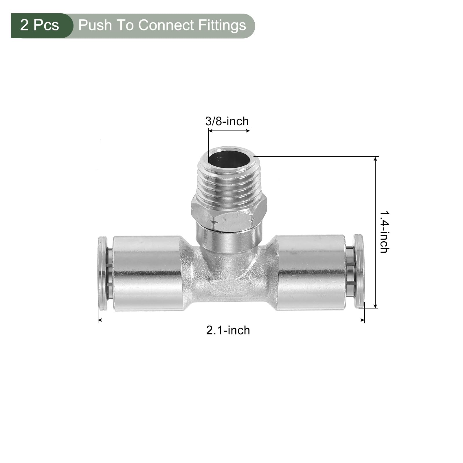 YOKIVE 2 Pcs Push to Connect Fittings, 1/4" NPT Male Pneumatic T Shaped Connector Air Line Tee - Image 2