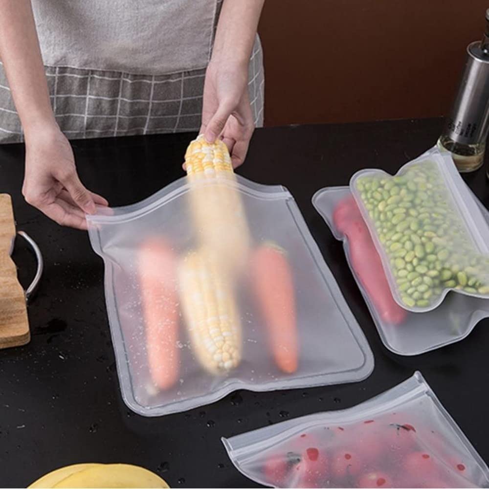 Sacchetti Per Alimenti 5pcs cucina in silicone alimentari sacchetto di stoccaggio contenitore riutilizzabile frutta vegetale stand up zip shut borse organizer Ziplock Bags