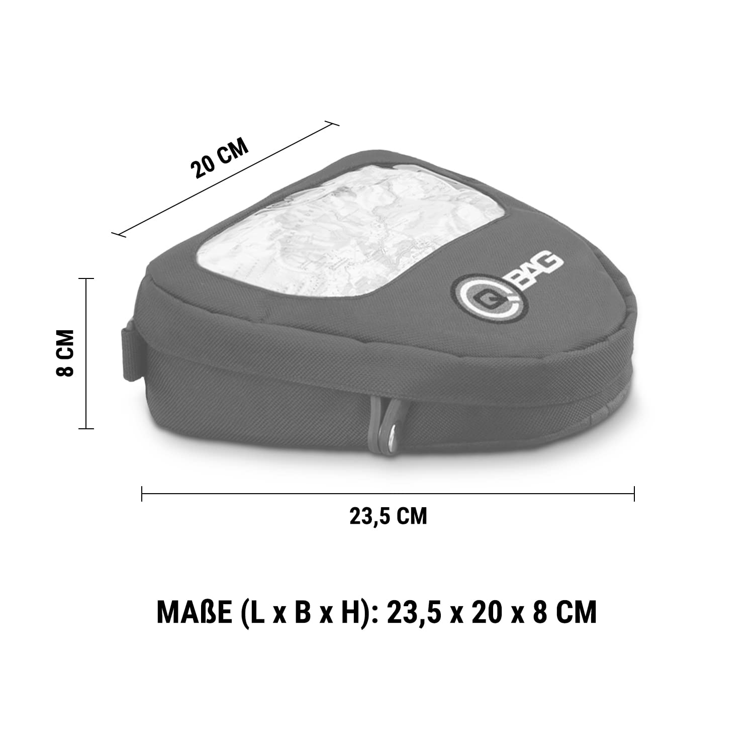 QBag Sacoche de Réservoir pour Motocyclette, Noir, Espace de Rangement de 3l