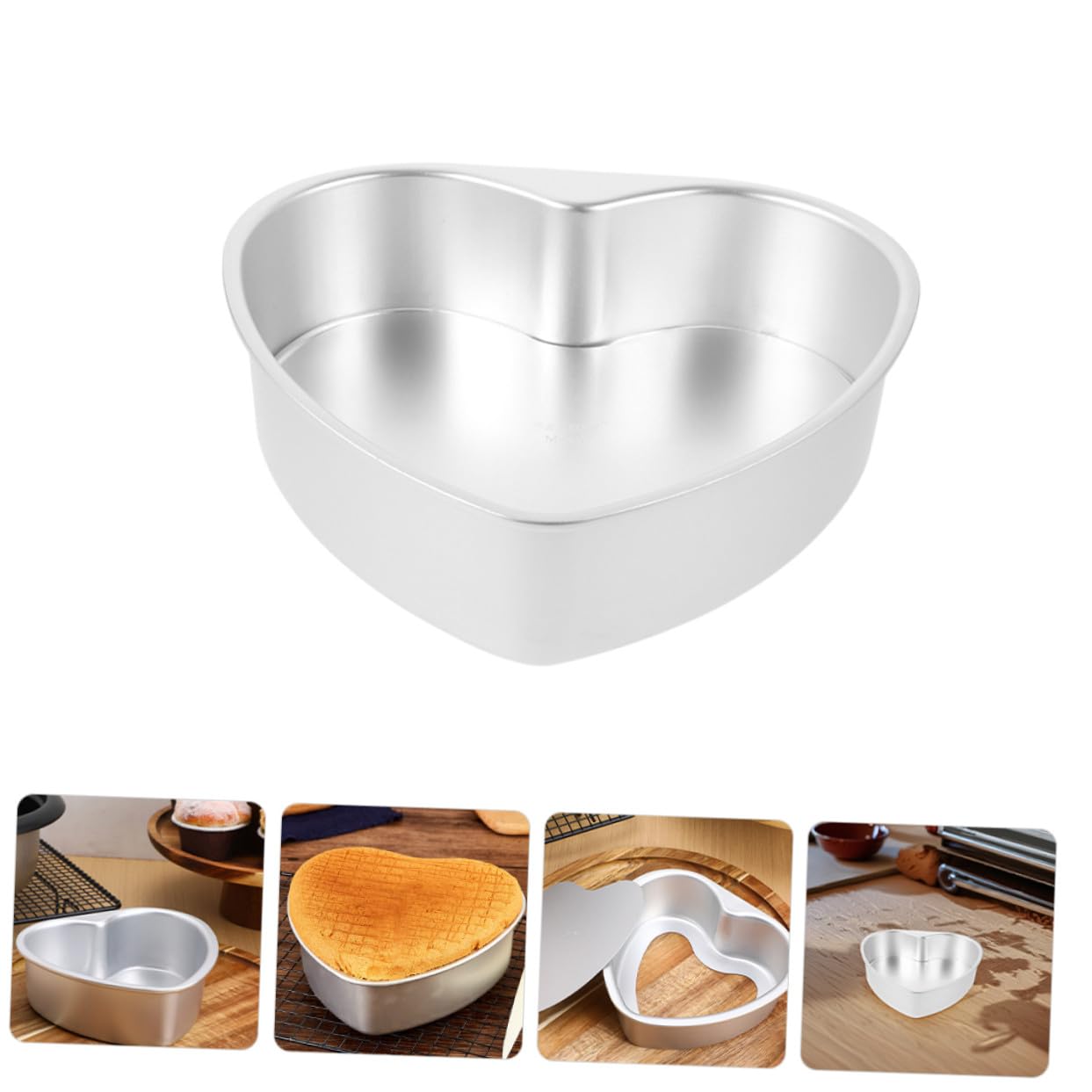 VALICLUD Molde para Pastel en Forma de Corazón 7 Pulgadas Aluminio con Base Extraíble Diseño Multiusos para Hornear Mini Tartas Cumpleaños Bodas Set de 2 Piezas