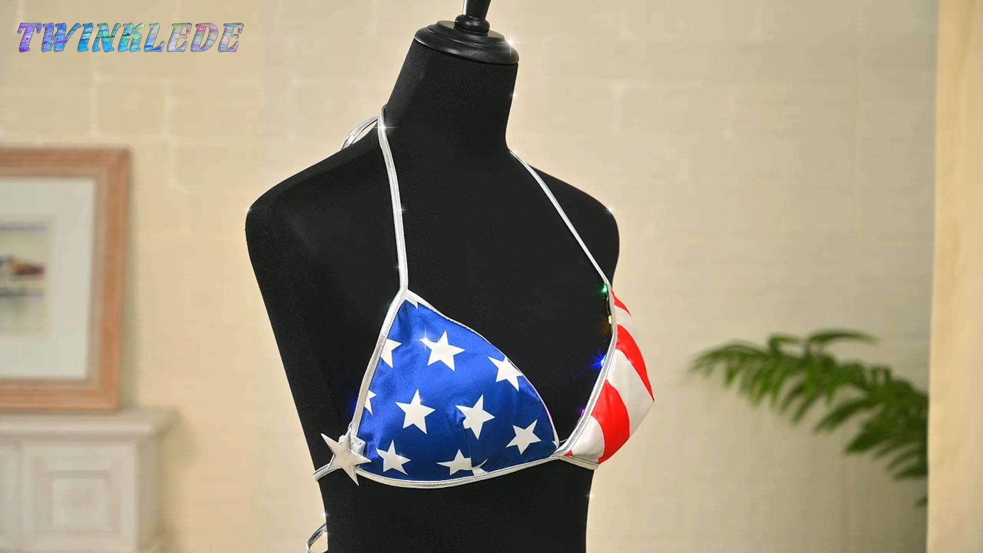 Amazon.com: TWINKLEDE 4th of July Patriotic Bikini Bra Top Light