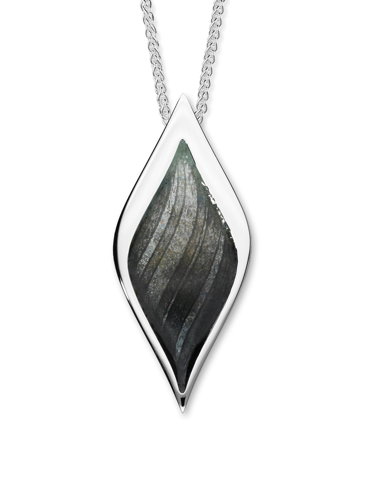 ORTAK 925 Sterling Silver Handmade Necklaces Firefly Charcoal Textured Colour Hot Glass Enamel Designer Designed Pendant Necklace Scottish Celtic Fine Jewellery of Scotland for Women