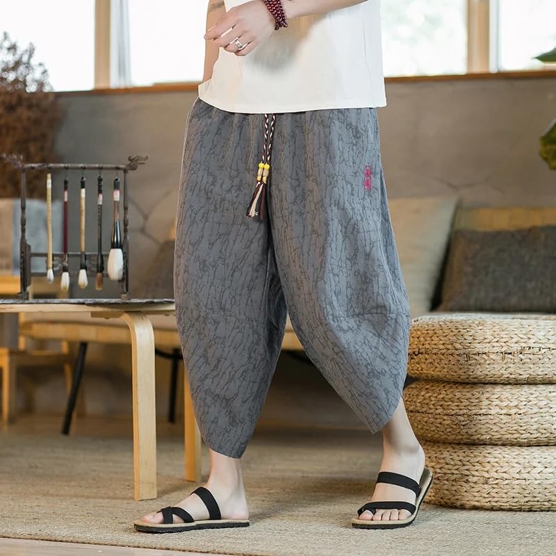 Japanese Kimono Traditional Shorts Men's Asian Clothin Pants Japanese Samurai Casual Loose Men's Linen Wide Leg Trousers3