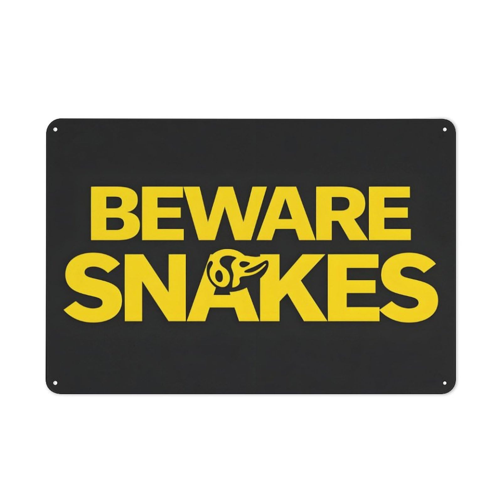 peiyeety Beware Snakes Metal Tin Sign Reptile Warning Decor Black Yellow Durable Aluminum Weatherproof Wall Plaque for Backyard Garden Trail Outdoor Wildlife Safety Zone 6x8 Inch