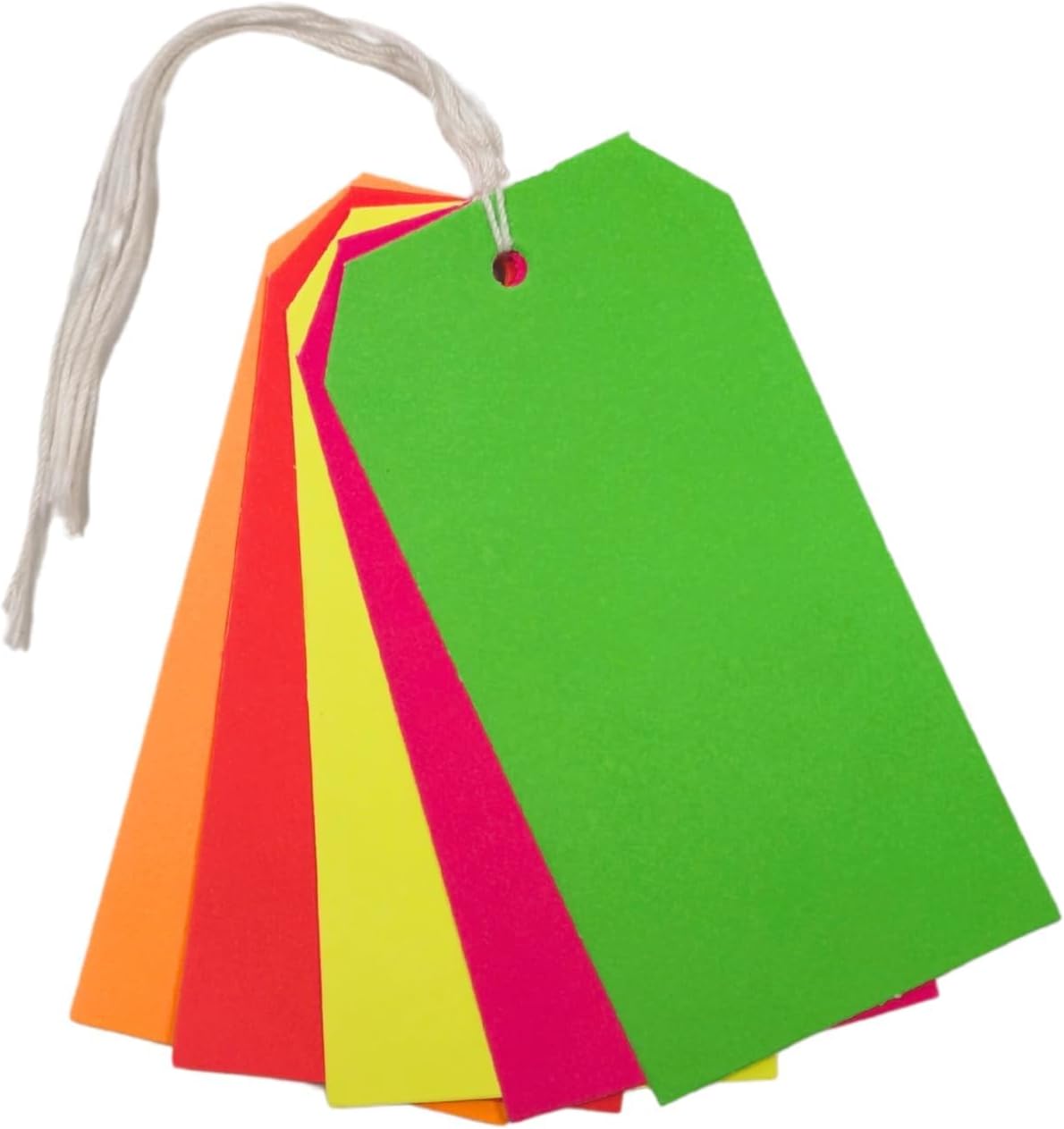 Pack of 30 Assorted Colour Neon Fluorescent Luggage Strung Tags 60 x 120mm