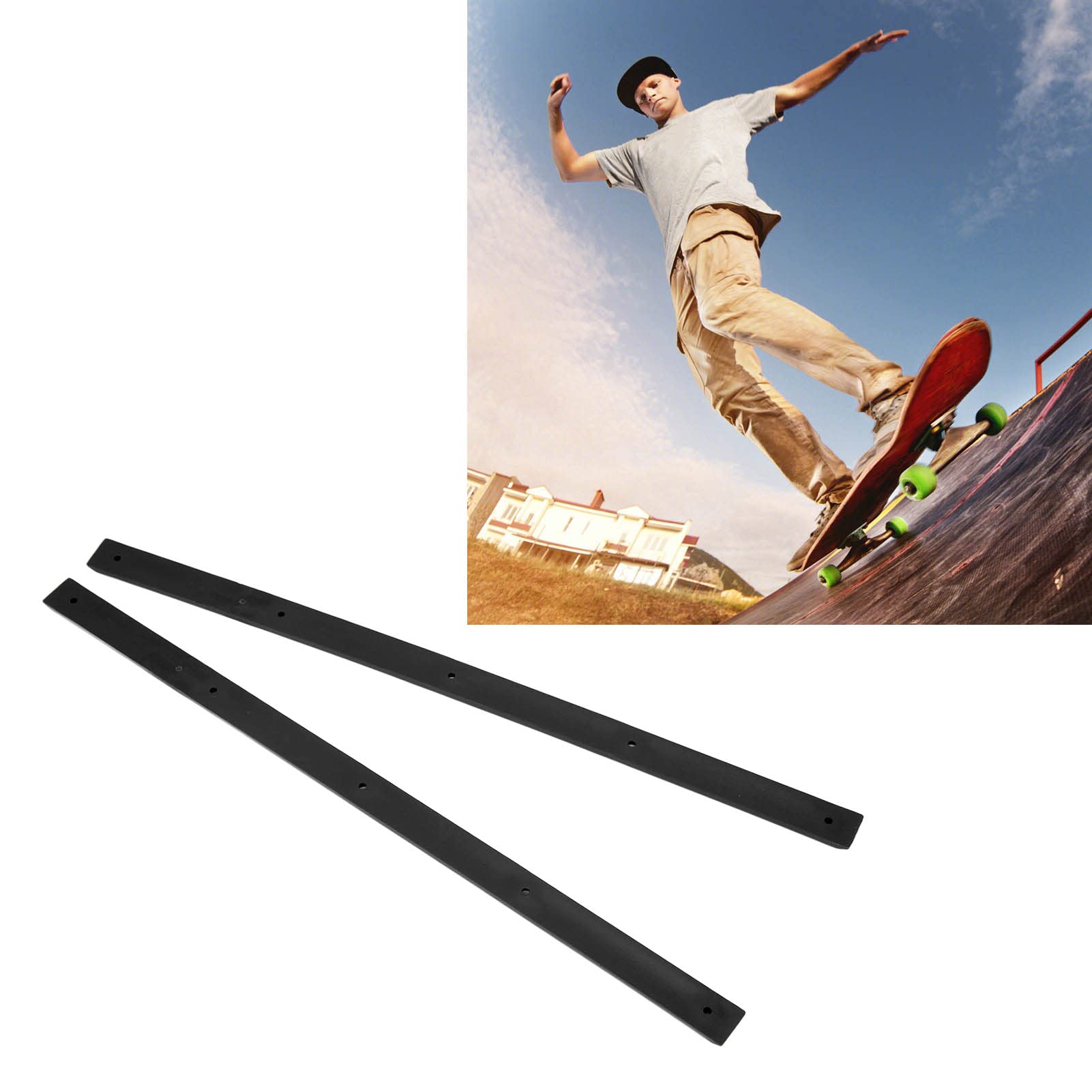 Rib Bones Szyny, Trwałe Stabilne Elastyczne Błyszcząca Deskorolka Odporne na Zużycie Szyny Wygląd Longboard Ribs BonesCzarny