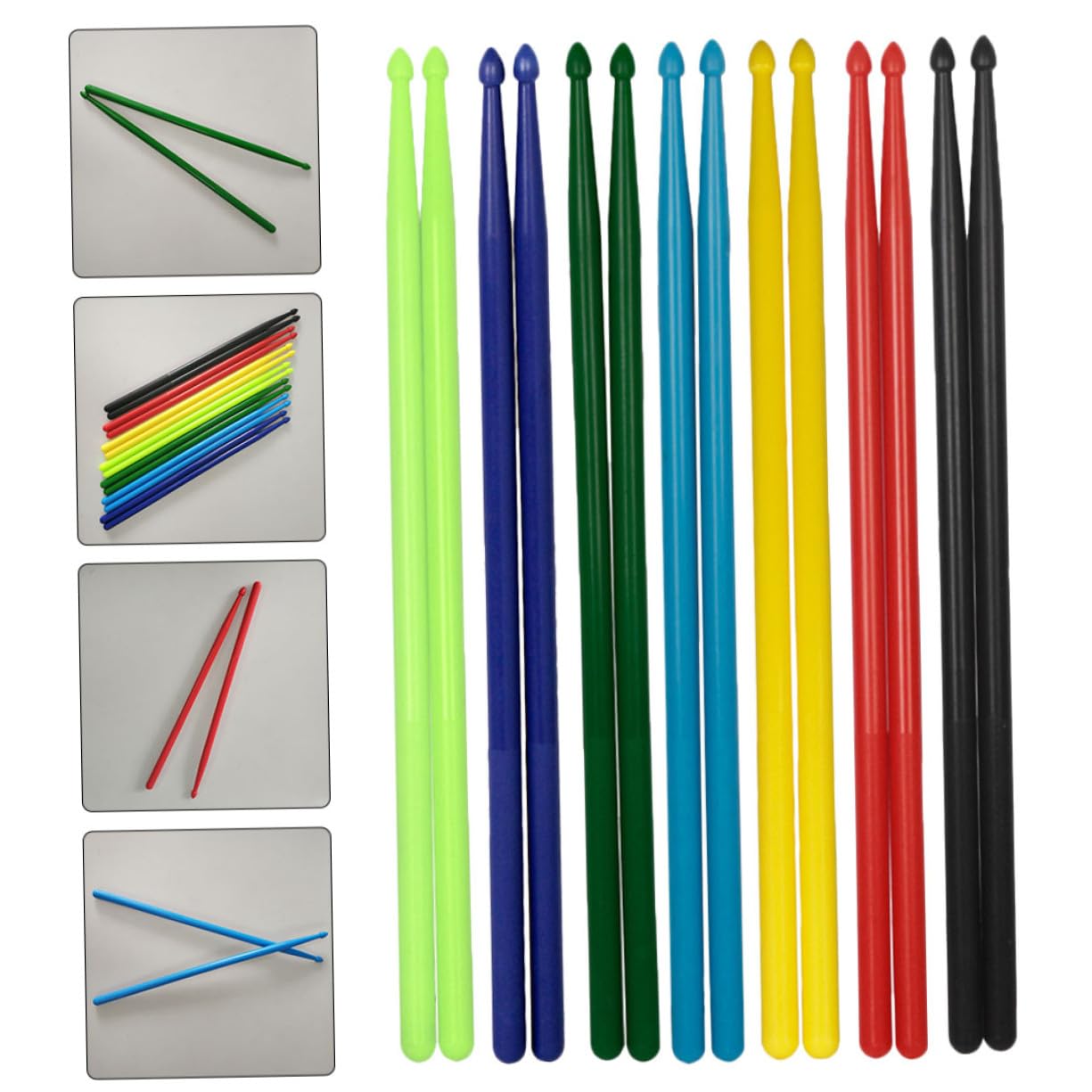 BESPORTBLE 7 Pares de Baquetas de Batería 5A de Nylon Ligeras Mango Antideslizante para Principiantes y Entusiastas en Casa o Escuela
