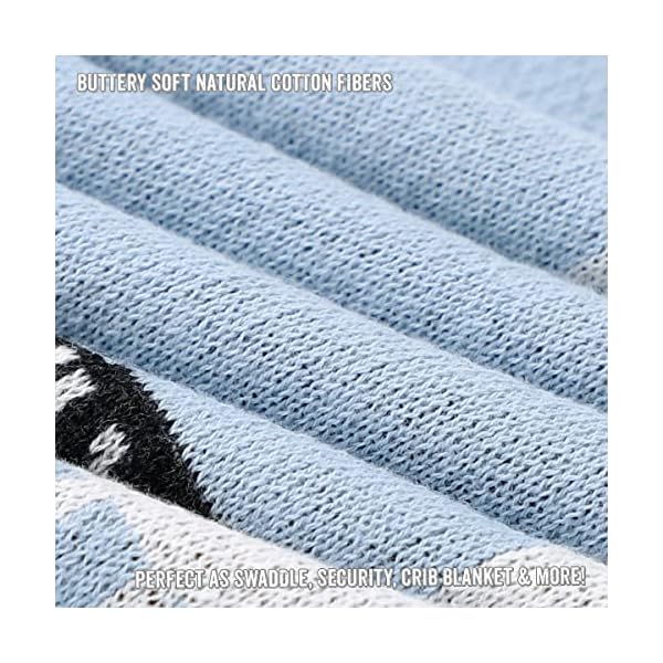 Bleu La La Babydecke - 100% Luxuriöse Weichbaumwollstrick Warme Gemütliche Kuscheldecke für Kinderwagen und WiegePuckdecke für Neugeborene Säuglinge und Kleinkinder – Bild 6