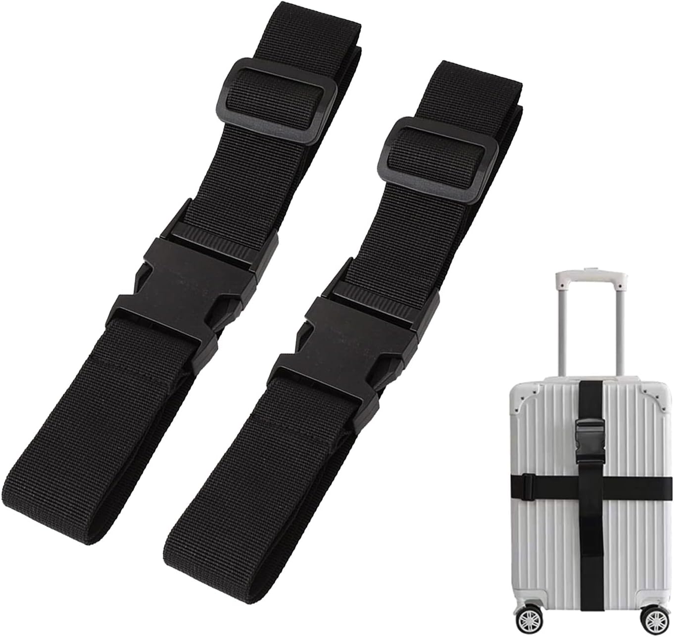 WisePoint Luggage Straps 2 Packs, 2.5 * 180cm Adjustable Luggage Suitcase Straps