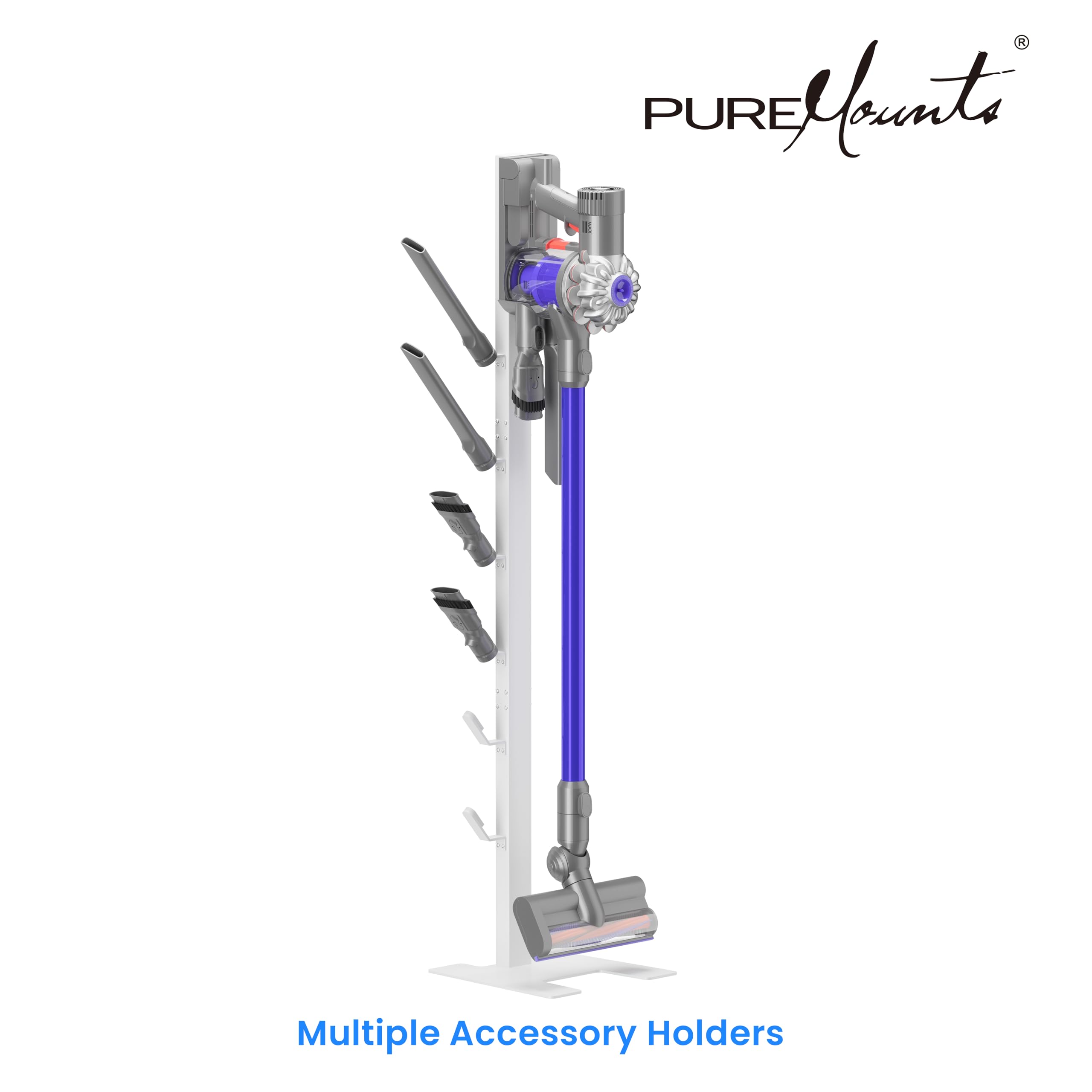 PureMounts Uchwyt do odkurzacza kompatybilny z serią Dyson Gen5, V15, V12, V11, V10, V8, V7, V6, uchwyt podłogowy, stojak na akcesoria, biały