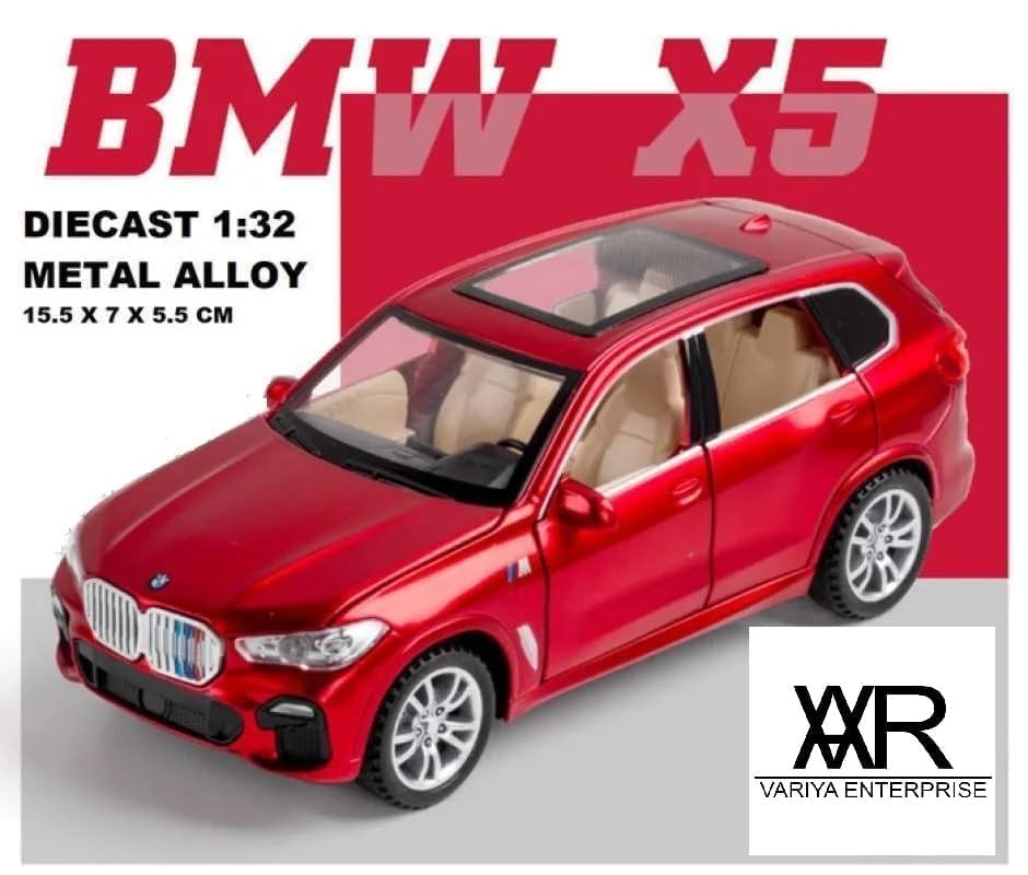 Image of Exclusive Alloy Metal Pull Back Die-Cast Car Diecast Metal Pullback Toy Car with Openable 6 Doors,Light Music Boys Gifts Toys (1:32 B-M-W X5 - Multicolor)