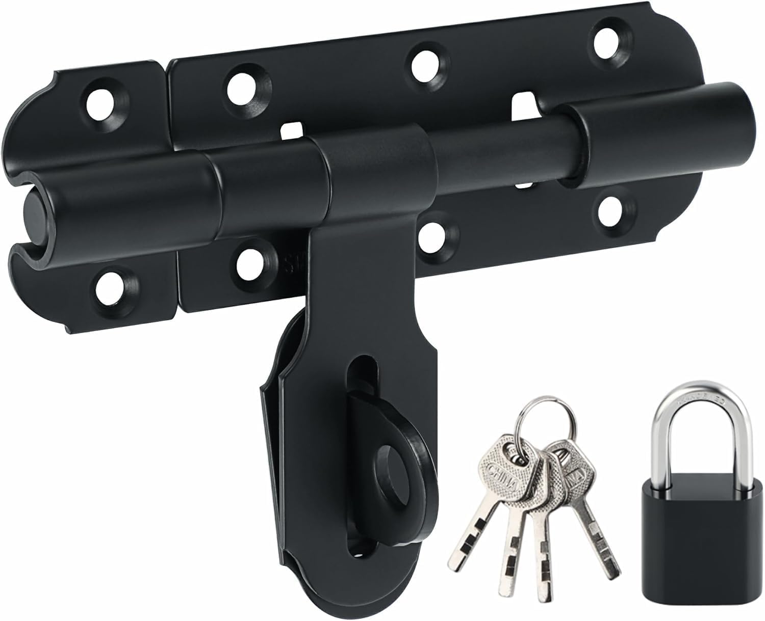Mooche 2Pack Slide Latch Lock Barrel Bolt with Padlock Hole, 5.34"*1.74"