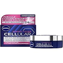 NIVEA Cellular Expert Filler – Trattamento viso anti-invecchiamento ripulpante, crema da notte, idrata, rassoda, ripristina volume e riduce le rughe, acido ialuronico e acido folico puro, tutti i tipi