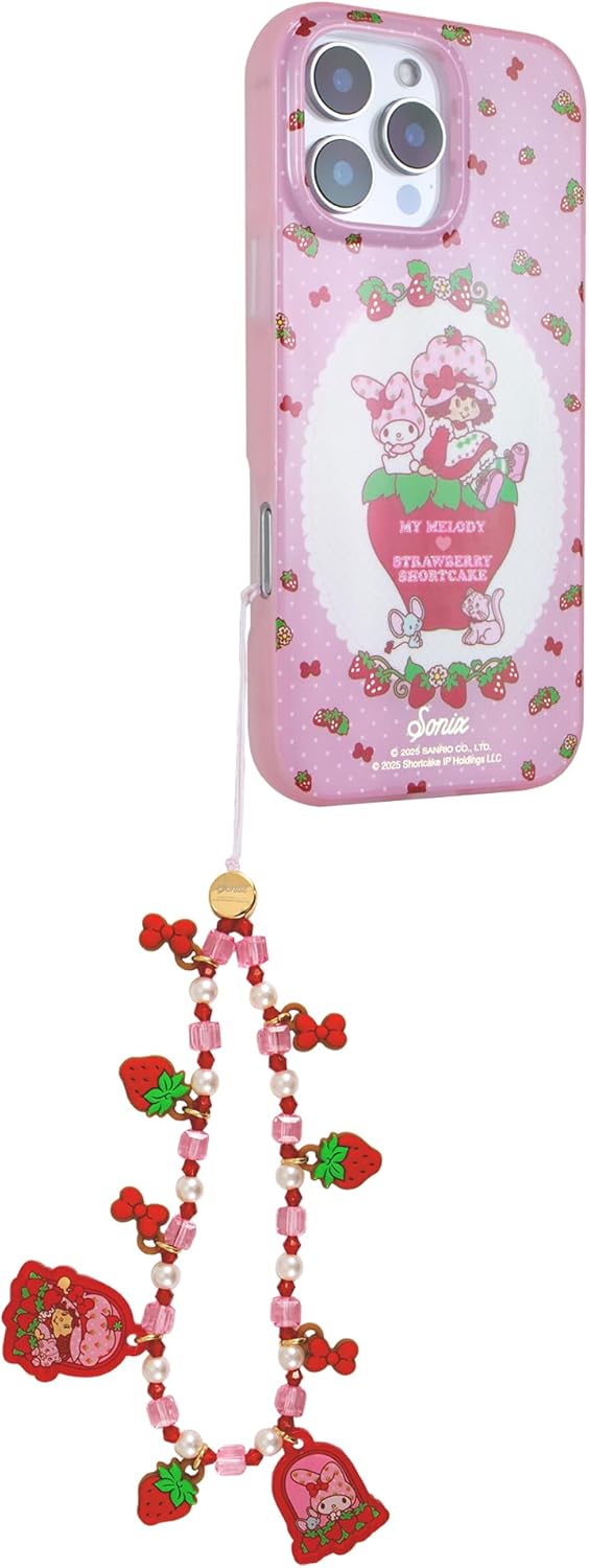 Sonix x Sanrio Beaded Phone Charm | Beaded Wristlet, Universal Phone Strap, and Detachable Cell Phone Lanyard with Silicone Charms | My Melody x Strawberry Shortcake - Image 4