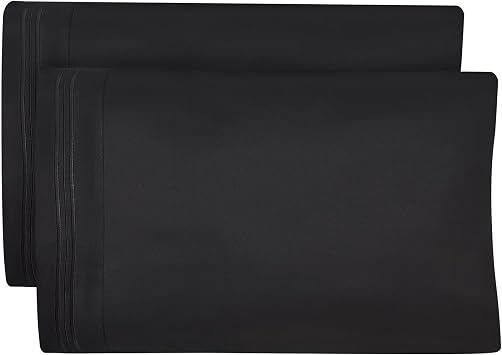 Dreamcare King Black Pillow Cases Set of 2 - Double Brushed 1500 Luxury Series Microfiber - Envelope Closure, Wrinkle- Free, Cooling Pillow Cases - King Size Pillow Cases Set of 2 (20 x 40, Black)