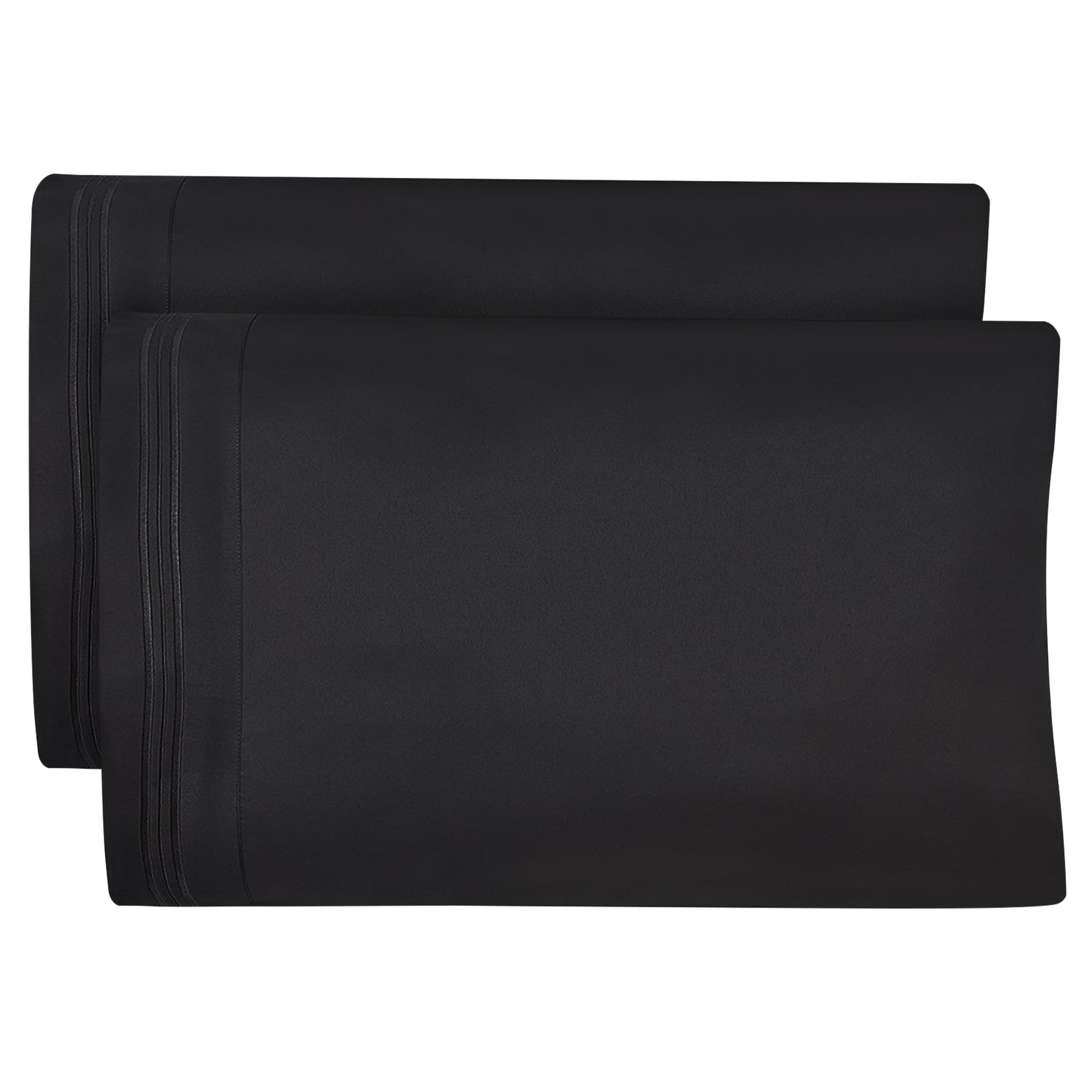 Dreamcare King Black Pillow Cases Set of 2 - Double Brushed 1500 Luxury Series Microfiber - Envelope Closure, Wrinkle- Free, Cooling Pillow Cases - King Size Pillow Cases Set of 2 (20 x 40, Black)