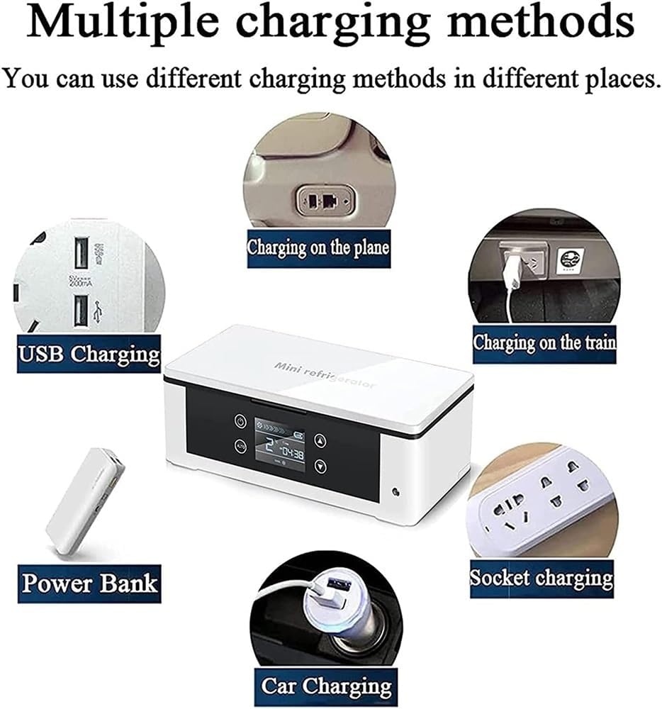Portable Insulin Fridge Car Medicine Refrigerator Box with LED Display Car Refrigerator Rechargeable Diabetic Refrigerated Medicine Box for Car Travel Home