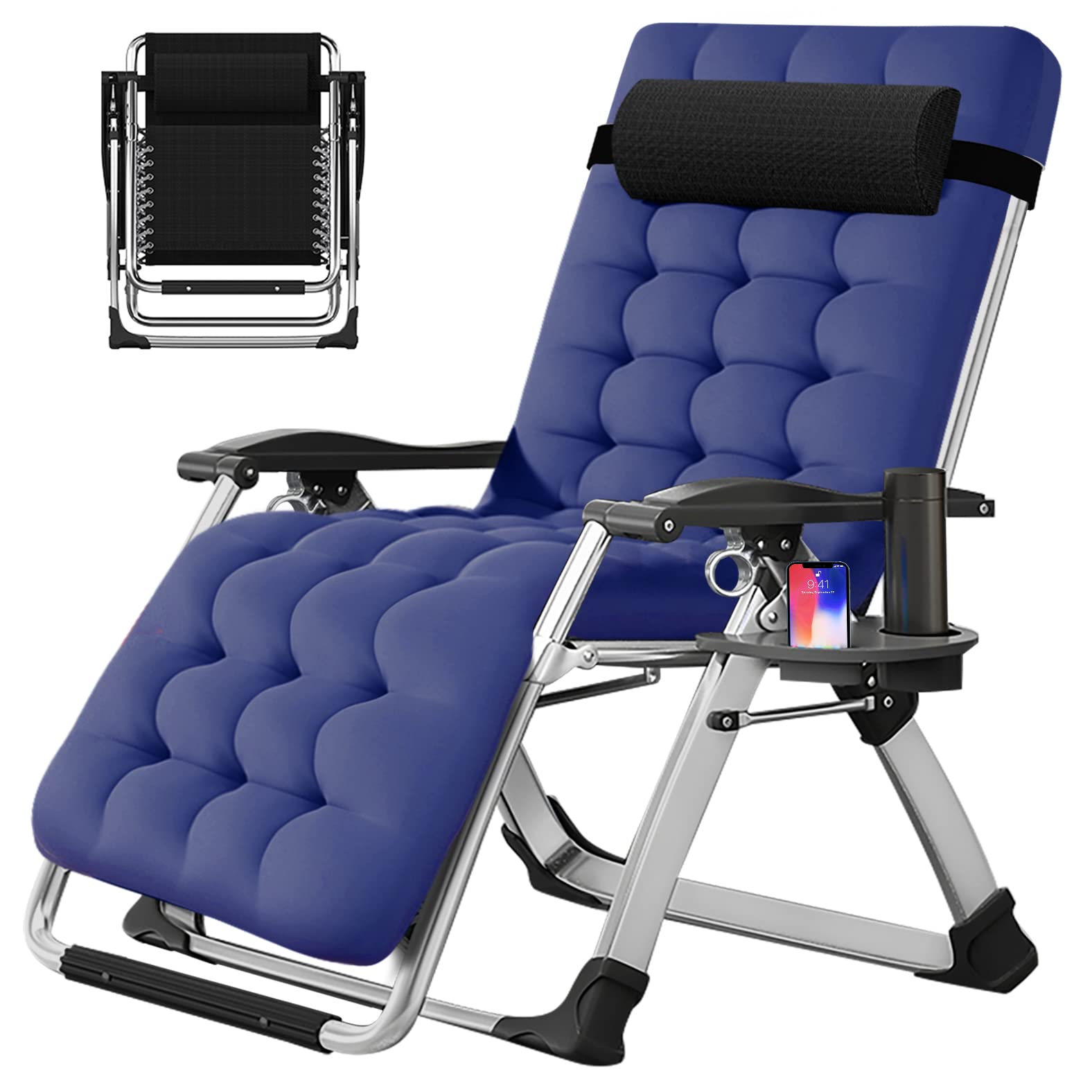 Slsy Zero Gravity Chair, Reclining Lounge Chair with Removable Cushion & Tray for Indoor and Outdoor, Patio Recliner Folding Reclining Chair