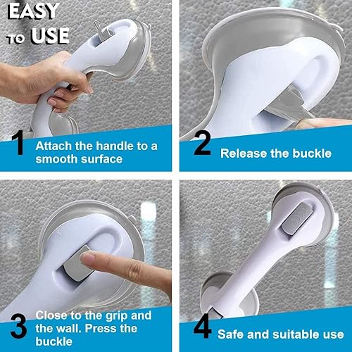 Miniatura 5 de ITSCHEAPY - Paquete de 2 manijas de ducha para bañeras y duchas sillas de agarre para discapacitados asas de succión para ancianos Asa de ducha de
