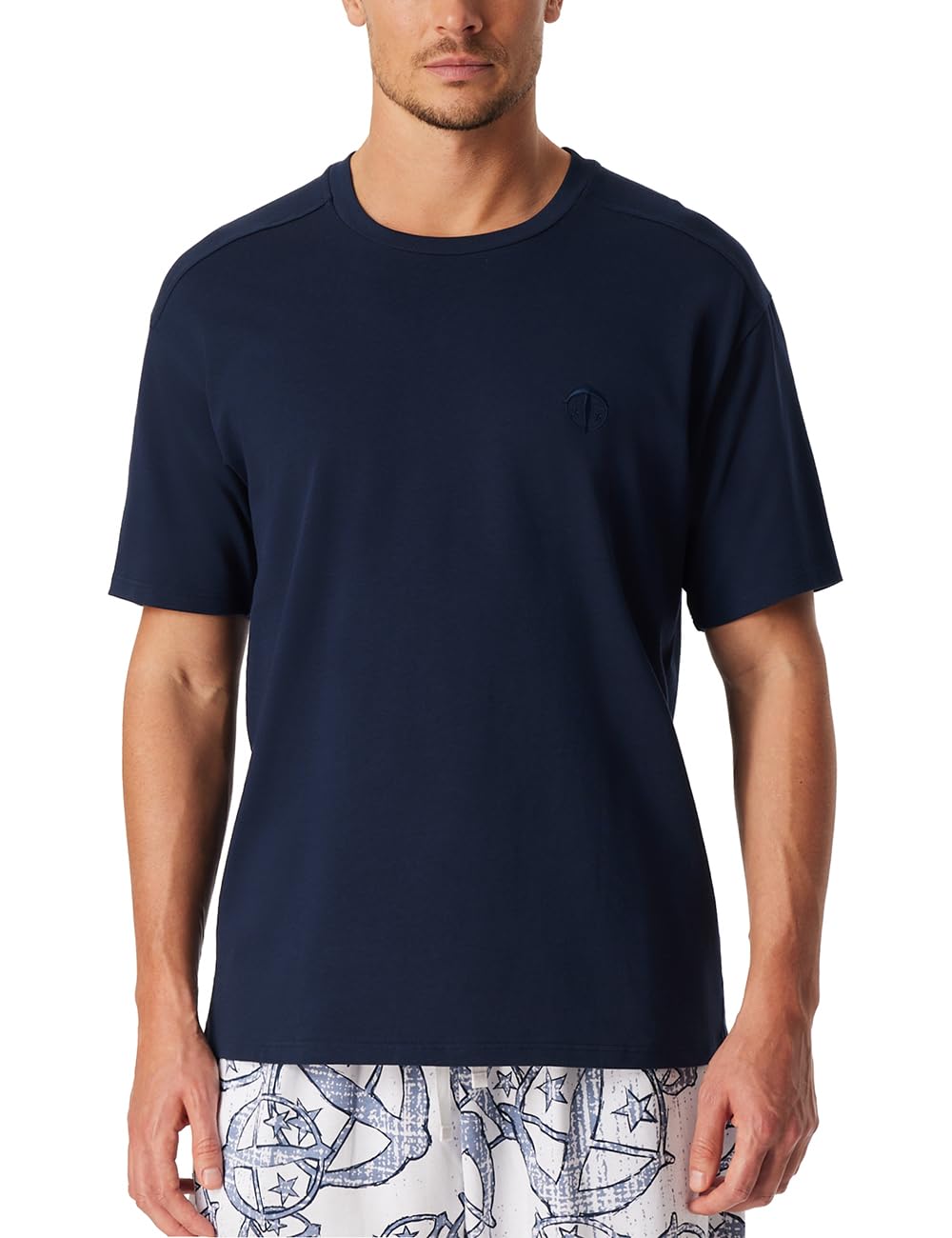 Schiesser Mix and Relax Men Short Sleeve Shirt – Marine Baumwolle, Medium