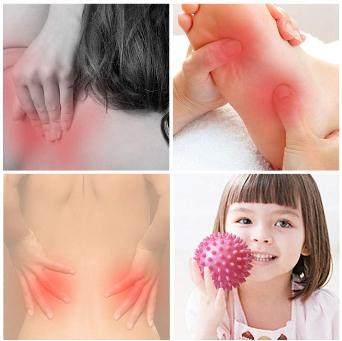 Spiky Massage Ball – Trigger Point & Plantar Fasciitis Relief – Deep Tissue Roller for Feet, Back, and Muscles (Pink)