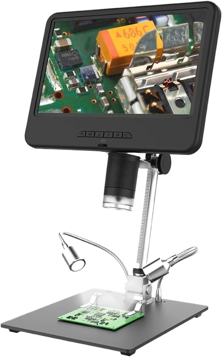 AD210 10.1インチ 1200万画素 IPSデジタル顕微鏡 260倍倍率顕微鏡 はんだ付け用LEDライト付き
