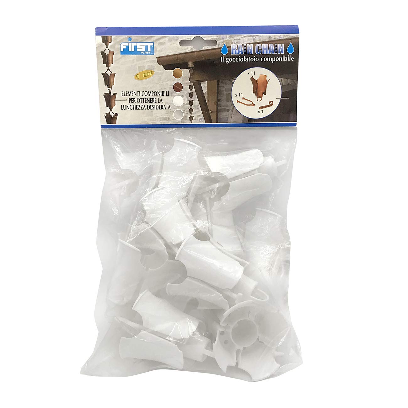 FIRST PLAST RAIN1B Gocciolatoio Componibile Catena Pluviale 1 m Bianco