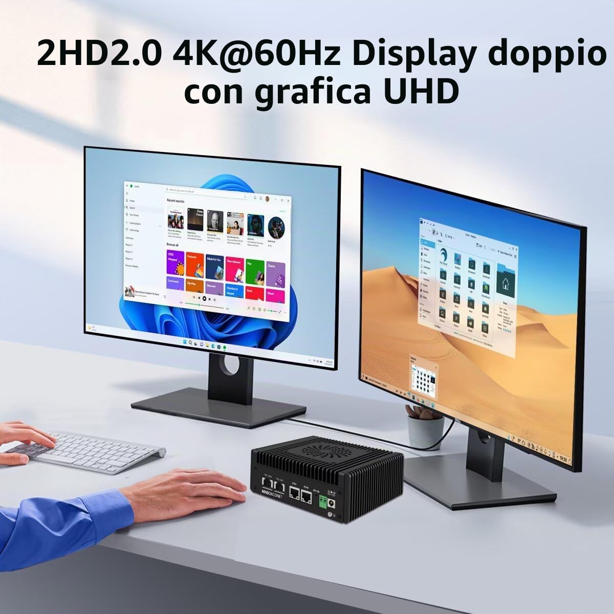 S7 Mini PC N150 2x10gbe RJ45, Firewall Appliance Micro Office Hardware, DDR5 8GB RAM 128GB SSD, 2xi226V 2.5Gbit LAN, USB C, TF Card Slot, SPK/MIC, Support Router OS