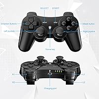 Vista 8 de Diswoe Controllers for PS-3, Wireless PS-3 Controller 2 Pack, Bluetooth Gamepad Joystick, Double Vibrating Controller for Play_station 3 with 2 USB