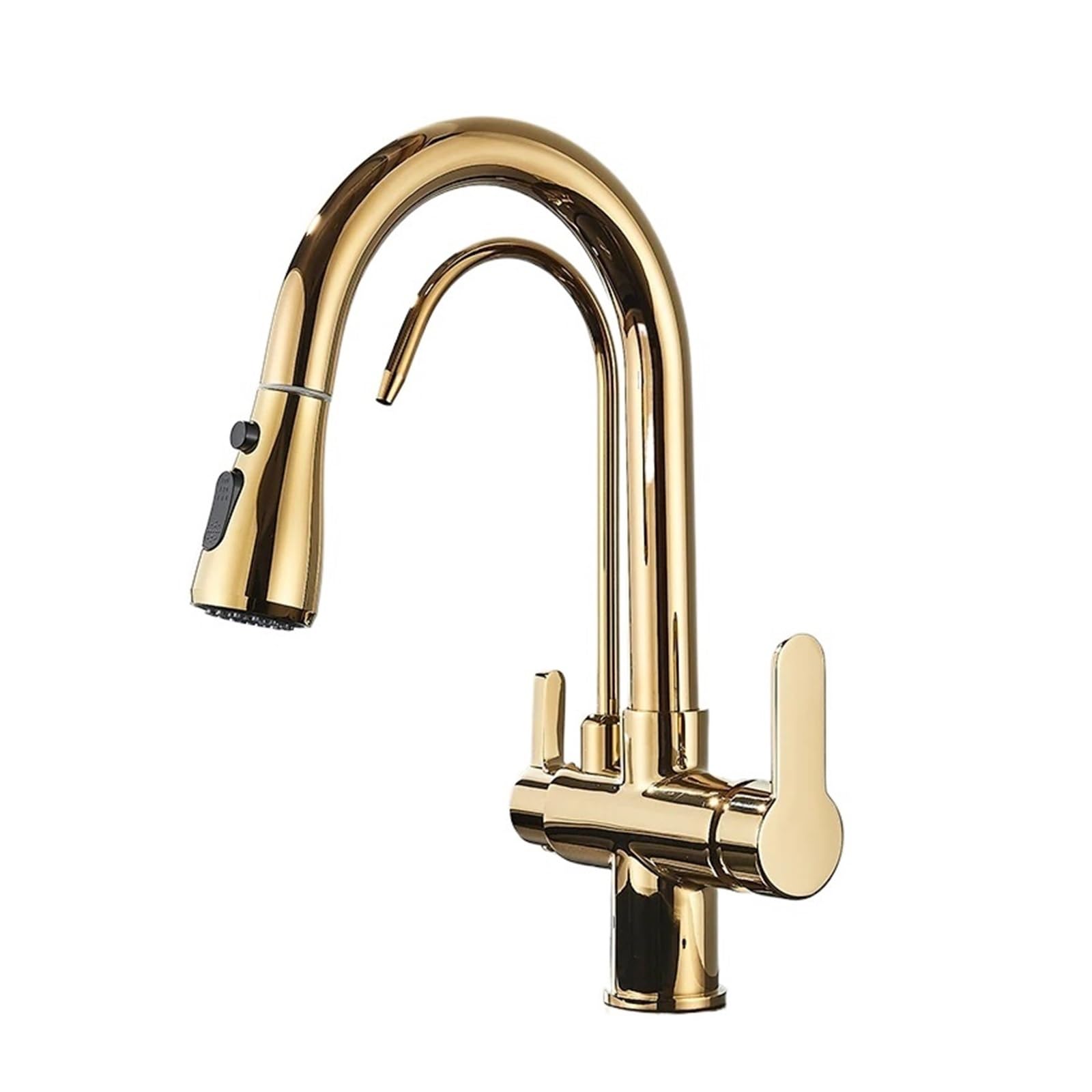 HTTGDGDH Matte Black Kitchen With 360° Rotating Pullout Sprayer Durable Water Filter Crane Antique Brass Mixer For Sink Perfect For Modern Kitchens,Type Agold