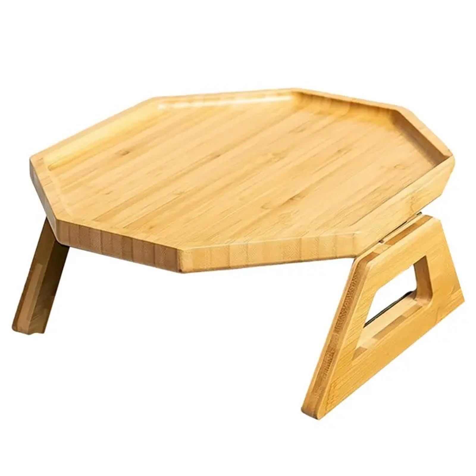Iopklytf Octagon Sofa Armrest Organizer Wooden Folding Sofa Armrest Tray
