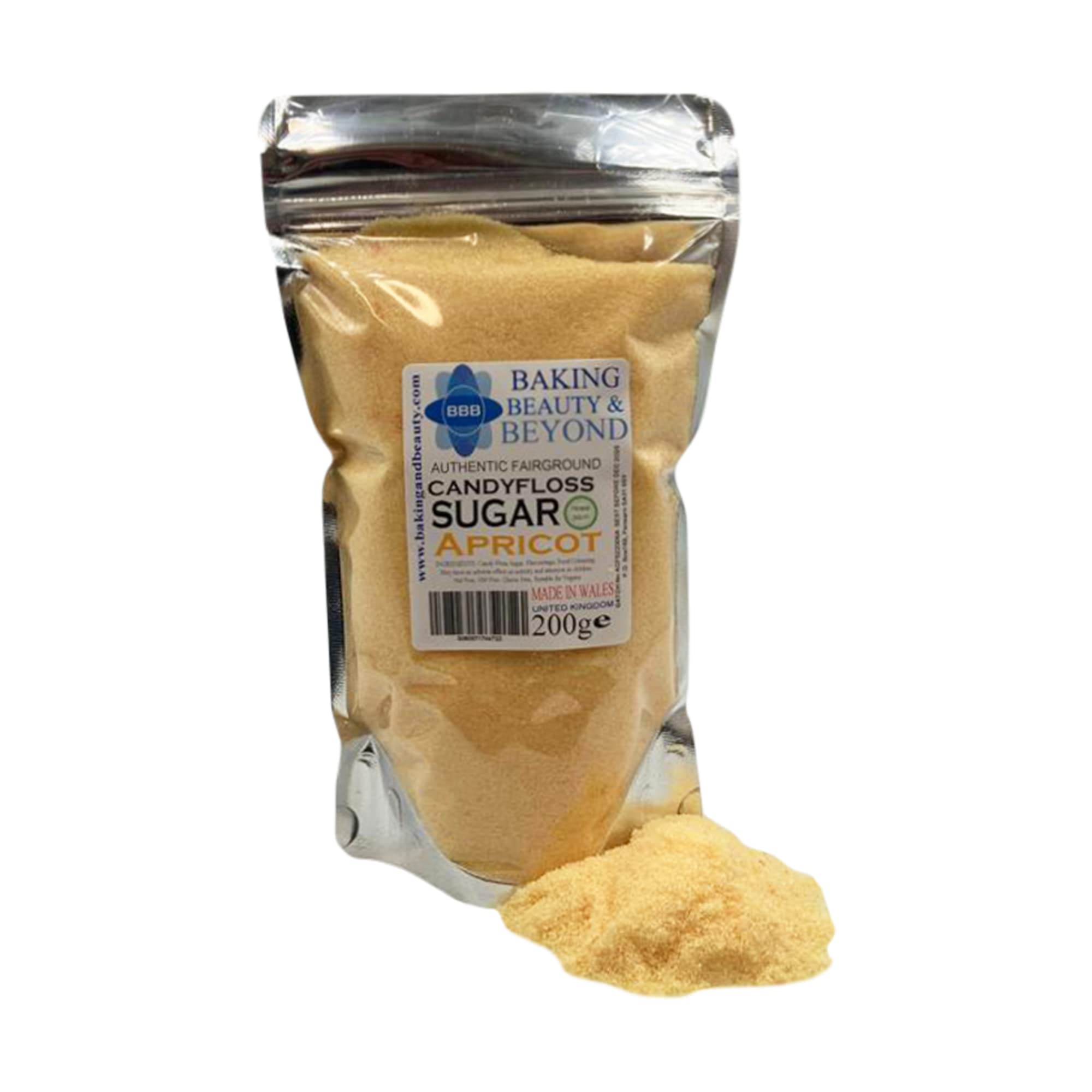 Baking Beauty and Beyond Premium Candy Floss Sugar 200g - Apricot Flavour