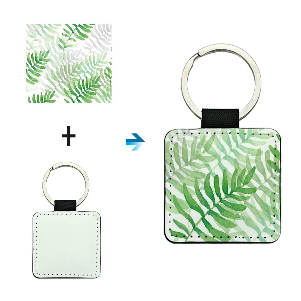 WACAR Sublimation Blank Keychains PU Leather Heat Transfer Keychain Keyring Charms for DIY Ornaments