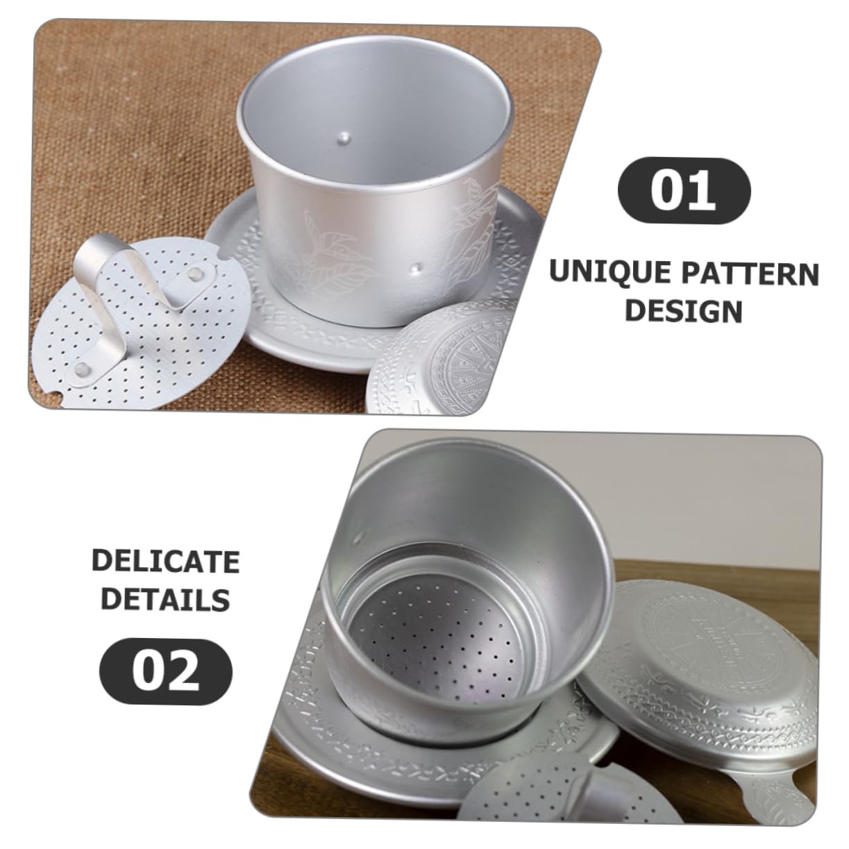 Ciieeo 5sätze Vietnamese Dripper Aluminium Tragbarer Kaffeefilter Für Handaufguss Für Camping Und Kompakte Für Kaffeeliebhaber