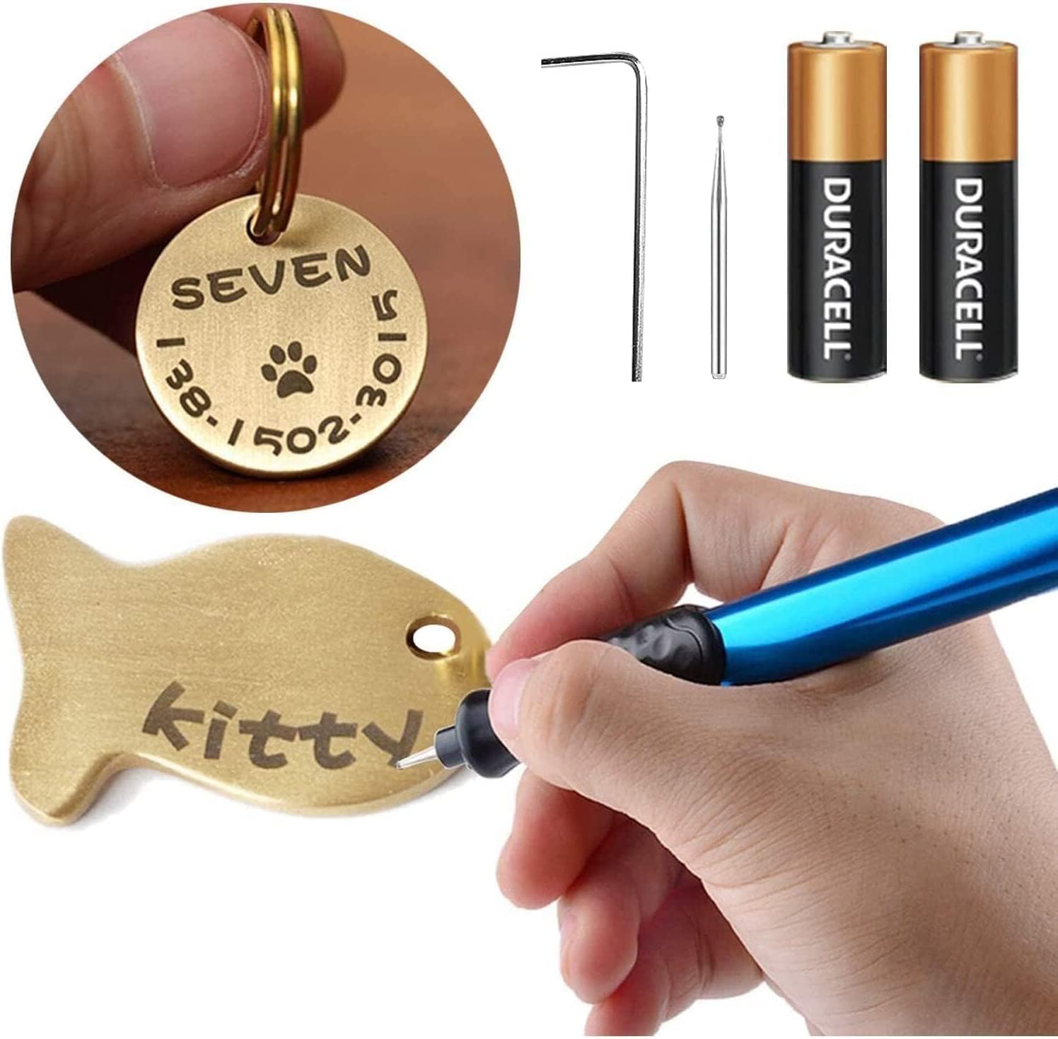 Engraving Pen, Electric Engraver Pen Etching Carve Tool for DIY Stationery School Jewellery Metal Glass Stone Plastic Wood Leather with Diamond Tip, Blue