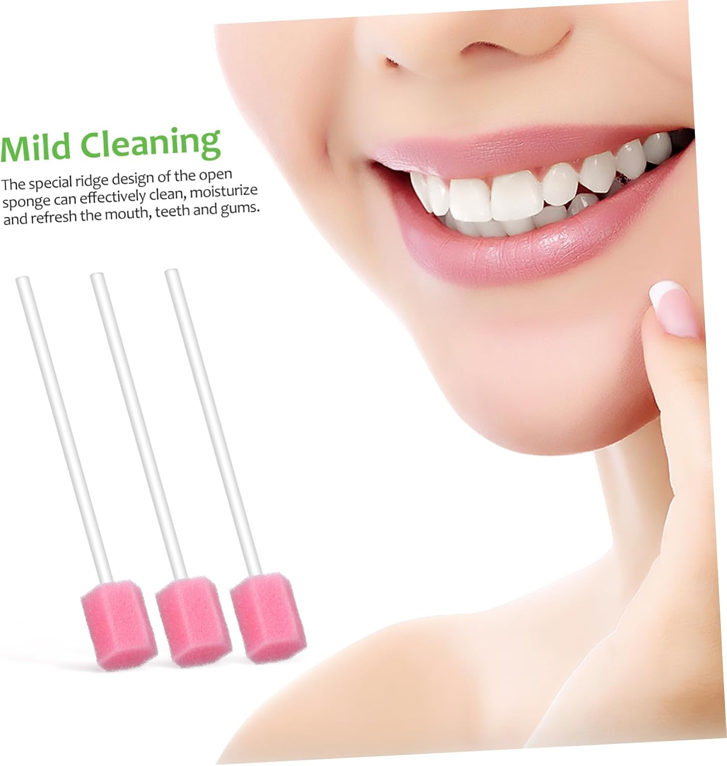 WOONEKY 150pcs Dental Swabs Sponge Disposable Oral Care Swabs for Brush Teeth High Absorption