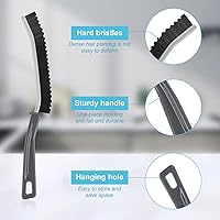 Vista 2 de Cepillo de limpieza gris de 3 piezas para huecos de baño, esquinas muertas, cepillo limpiador de lechada, cepillo de limpieza para juntas