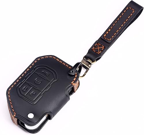 Miniatura 8 de ontto Funda de cuero para llavero compatible con Jeep Wrangler JL JLU Rubicon 2018-2021, Negro -