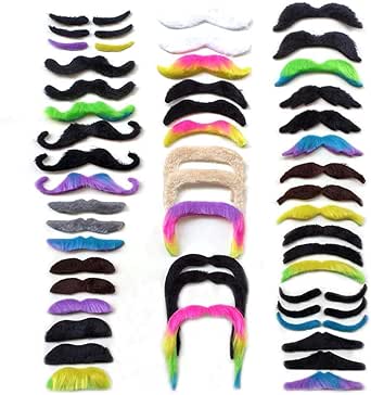 WJUAN 48 Pièces Nouveauté Fausses Moustaches à Papier Collant Auto 16 Styles, Autocollant Fausses Moustaches Auto Adhésives pour Soirées Costumées, d'anniversaire et Performance