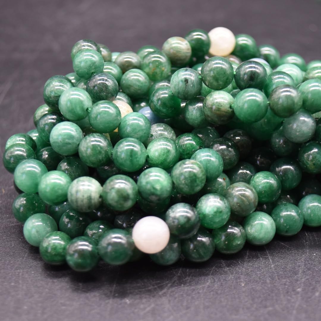 Natural Green Lepidolite Semi-Precious Gemstone Round Beads - 6mm, 8mm, 10mm Size - 15'' Strand