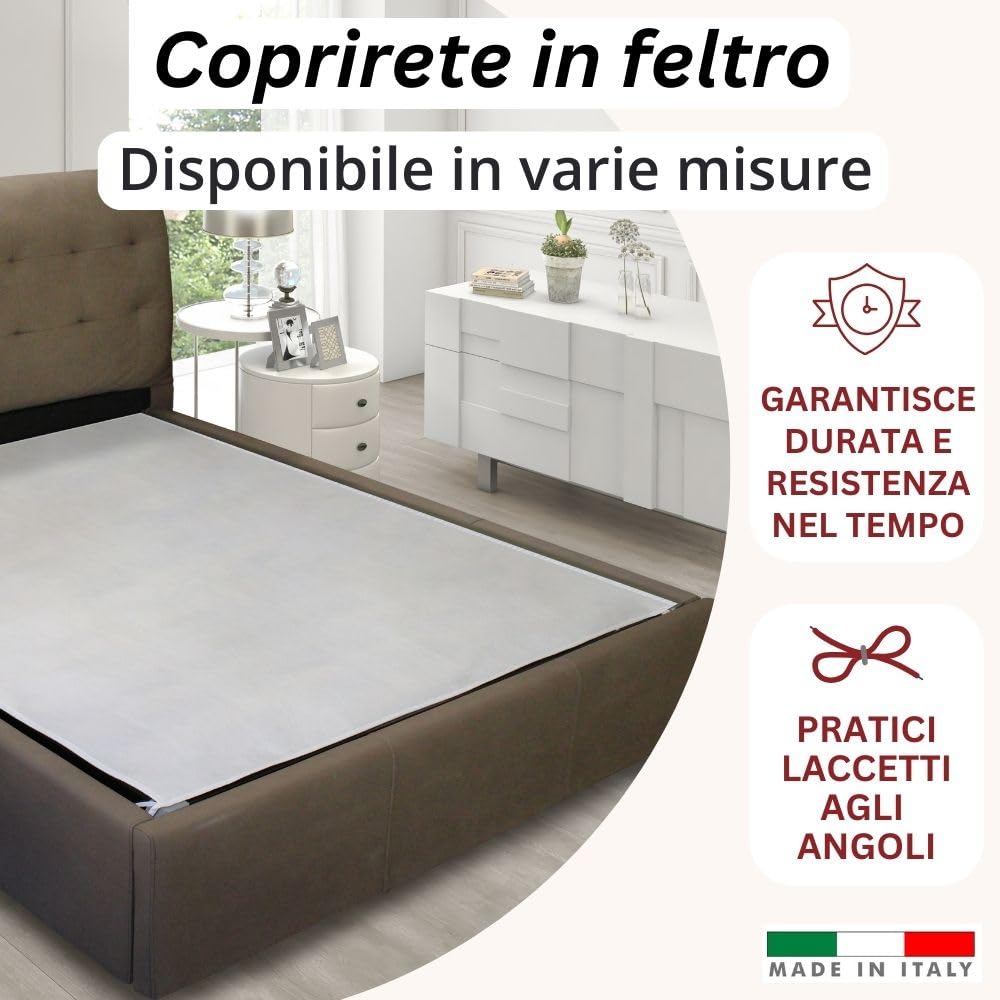 Coprirete Singolo Con Lacci 80x190 - Feltro Antiacaro Made Italy | Per Materasso - Foto 4