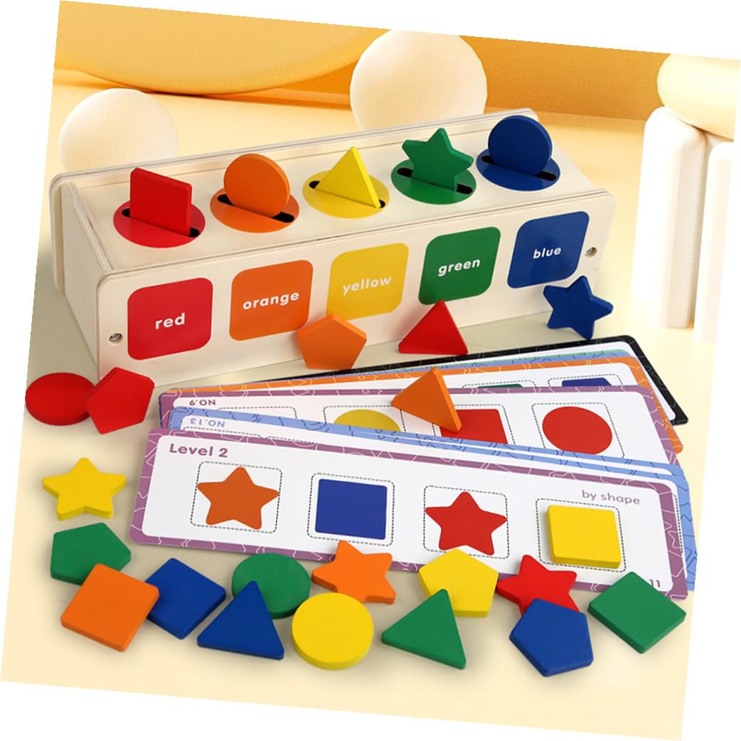 Gatuida Juego de Clasificación de Formas de Madera y Papel para Niños, Desarrollo Cognitivo de Colores y Juego Interactivo para Padres E Hijos