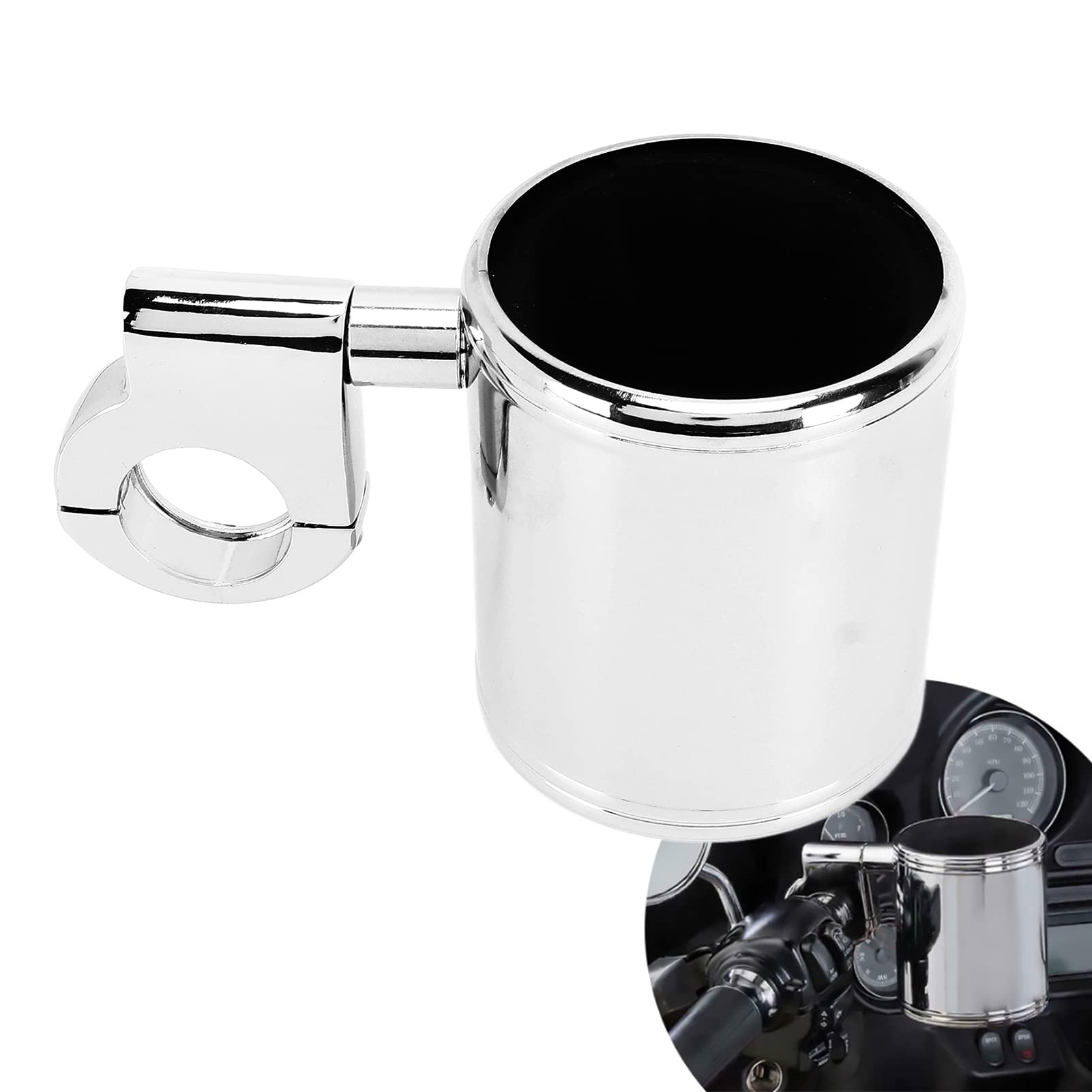 Portavasos para Motocicleta, Portavasos Montado en el Manillar de la Motocicleta Cromado Ajustable Universal para Mango ATV 22 32 Mm