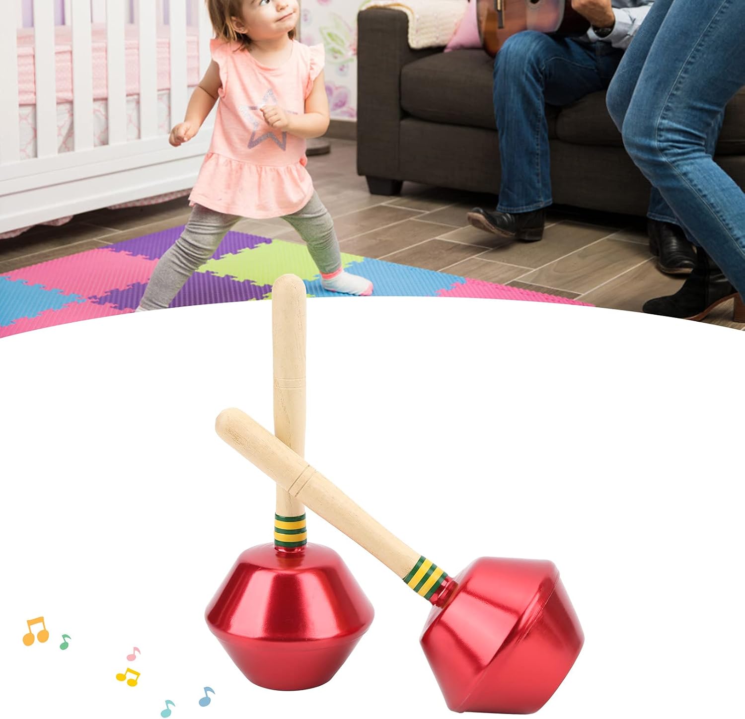2Pcs Sand Hammer Instrument Percussion Shaker Orff Preschool Children's Perform Musical Toy (Red)