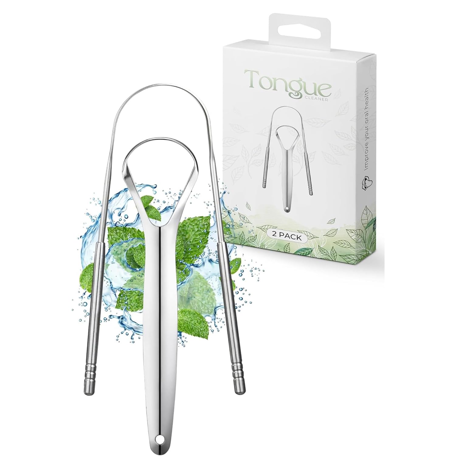 Tongue Scraper, 1 U & 1 Y-Shaped - Tongue Cleaner Stainless Steel, Optimal Oral Hygiene - Fresh Breath & Healthy Mouth Tongue Scrapers for Adults & Kids